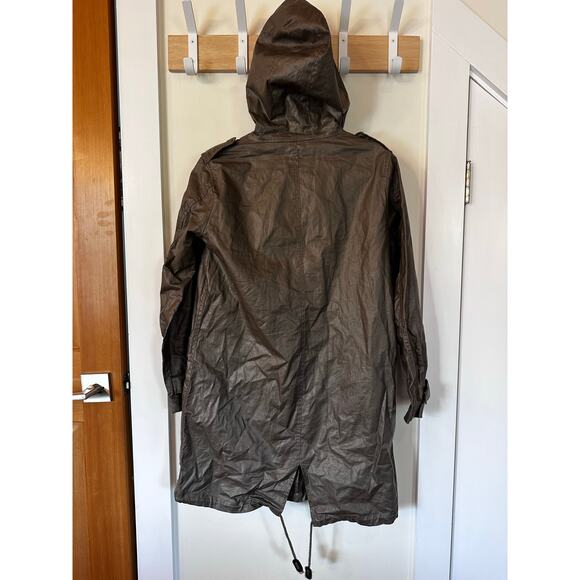 GARNET HILL Coated Linen Brown Taupe Trench Coat Women's 6 Small - Picture 4 of 7